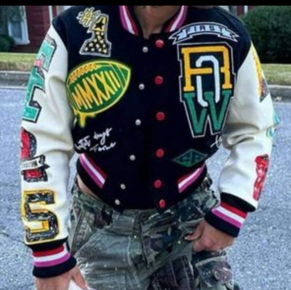 Black varsity jacket